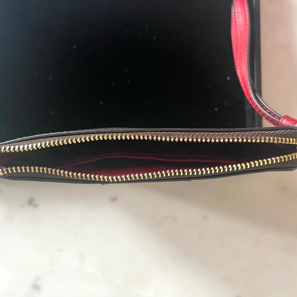 Coach Signature Wristlet in Brown and Red - Picture 6 of 9